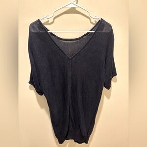 Talbots Navy Blue 100% Linen Dolman Short Sleeve V-Back Navy Women’s‎ Sz Sm